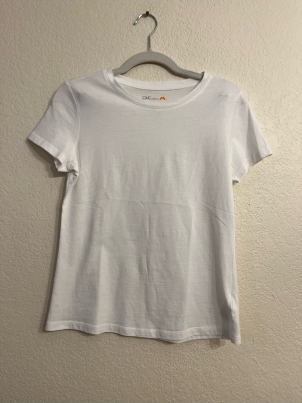 100% organic cotton C&C California White Short Sleeve Crewneck Tee